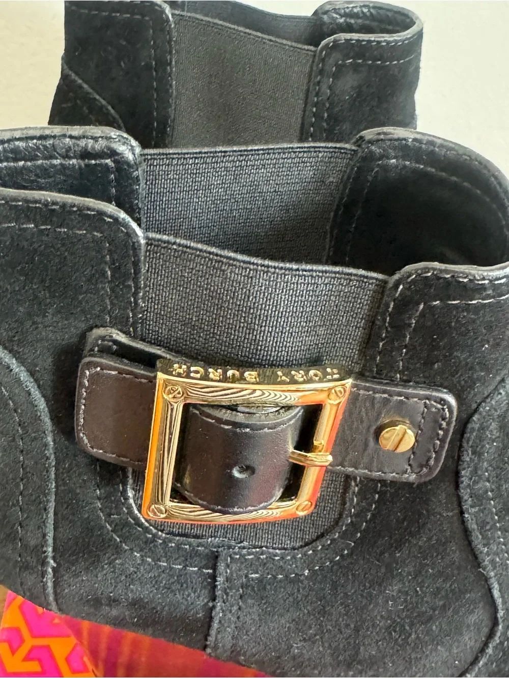 Tory Burch Black Suede Wedge Ankle Boots 9 1/2
